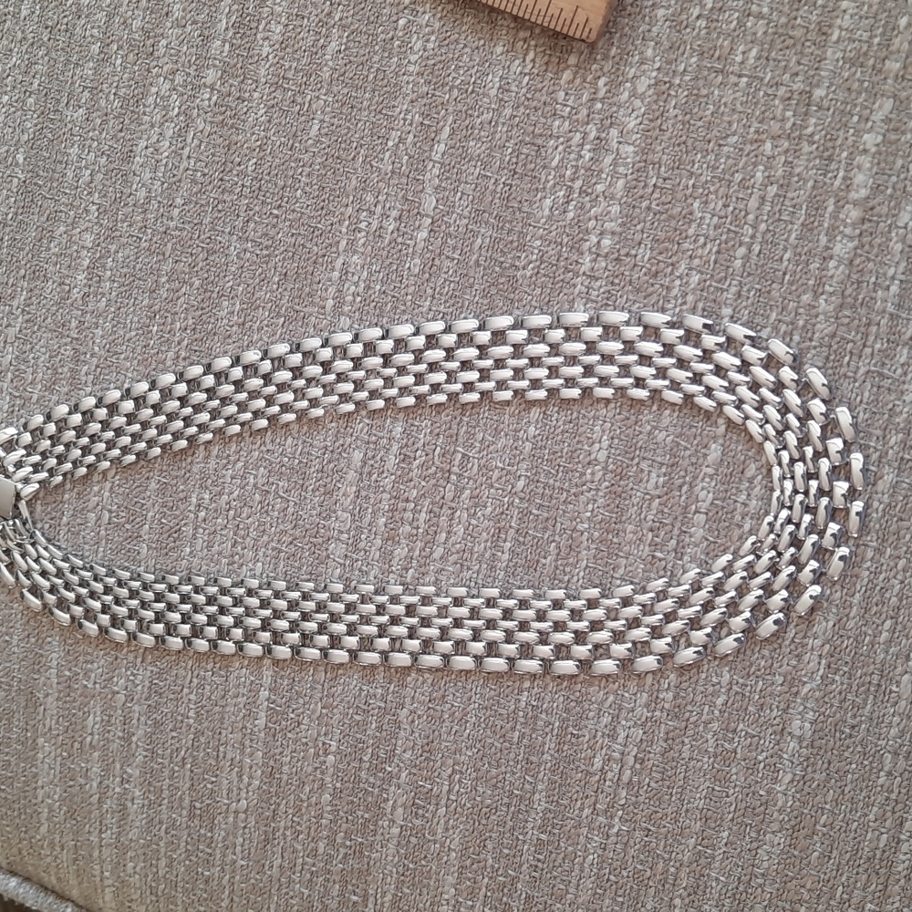 Silver link necklace.